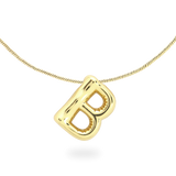 The BALLOON LETTER NECKLACE, a delicate gold necklace featuring a playful, balloon-shaped letter "B" pendant.||| B/GOLD