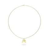 The Balloon Letter Necklace A features a gold chain with a bold, puffy gold letter “A” pendant for a personalized statement look. ||| A/GOLD