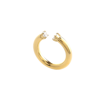 Crowned Thumb Ring in gold with a sleek, bold design and subtle stone details. ||| GOLD