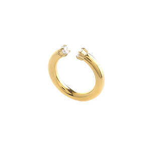 Crowned Thumb Ring in gold with a sleek, bold design and subtle stone details. ||| GOLD