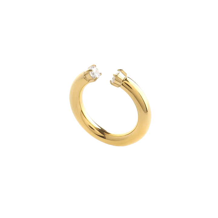 Crowned Thumb Ring in gold with a sleek, bold design and subtle stone details. ||| GOLD