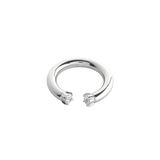 Crowned Thumb Ring in silver with a sleek, bold design and subtle stone details. ||| SILVER