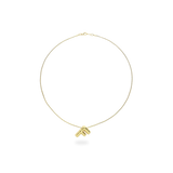 The BALLOON LETTER NECKLACE, a delicate gold necklace featuring a playful, balloon-shaped letter "F" pendant.||| F/GOLD