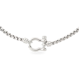The Herradura Signature in silver, a silver necklace featuring a box chain with a silver horseshoe clasp. ||| SILVER
