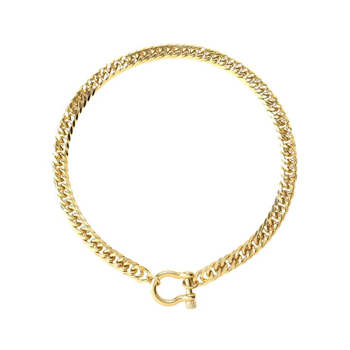 The Herradura Tropicana, a bold gold-tone necklace with a sleek chain design and signature Herradura clasp, perfect for any statement look. ||| GOLD