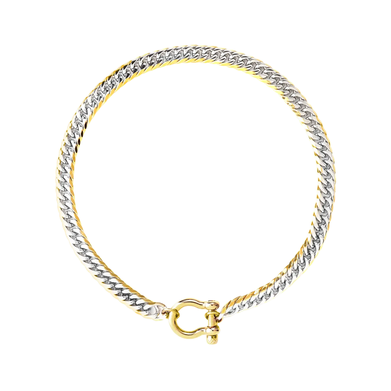 The Herradura Tropicana, a bold two-tone necklace with a sleek chain design and signature Herradura clasp, perfect for any statement look. 