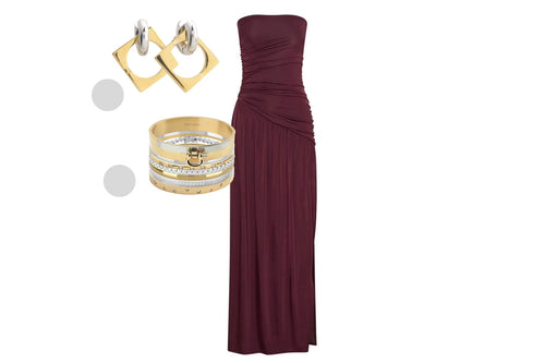rose gold jewelry with burgundy dress Match Jewelry Colors with Burgundy Dresses