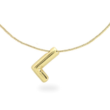 The BALLOON LETTER NECKLACE, a delicate gold necklace featuring a playful, balloon-shaped letter "L" pendant.||| L/GOLD