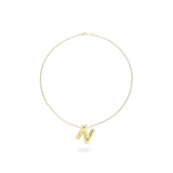 The BALLOON LETTER NECKLACE, a delicate gold necklace featuring a playful, balloon-shaped letter "N" pendant.||| N/GOLD
