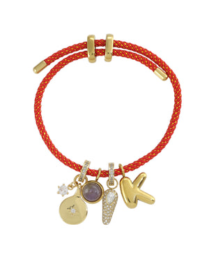 BALLOON LETTER CORD CHARM BRACELET - Ships by July 10th