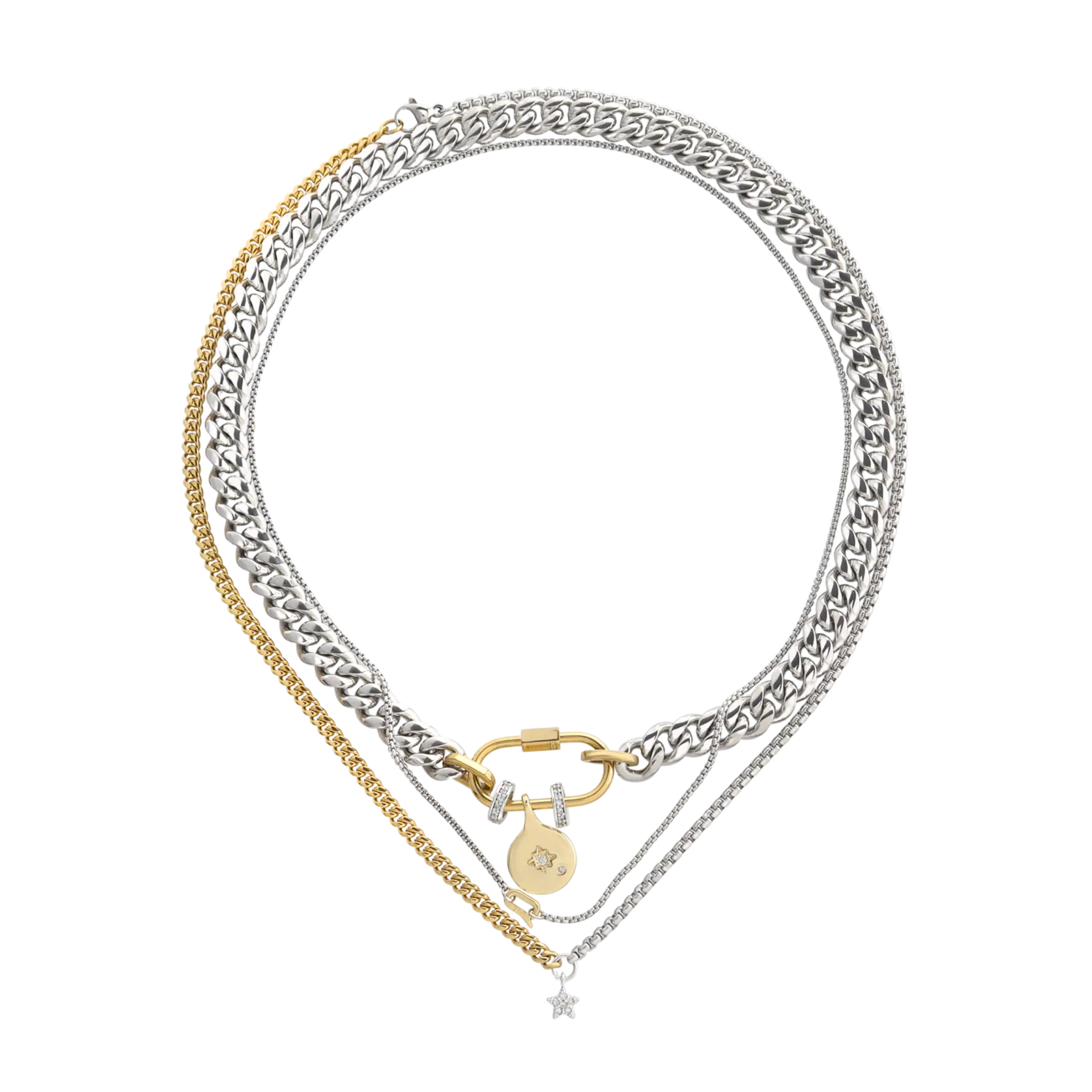 アクセサリーまとめ③（ゴールド、シルバー系）◇ SLEEK CARABINER COSMIC LAYERED NECKLACE SET– Artizan Joyeria