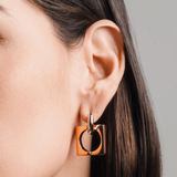 Gold and silver **Square Mix Hoops Earrings**, featuring a modern geometric square and circular design.