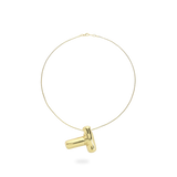 The BALLOON LETTER NECKLACE, a delicate gold necklace featuring a playful, balloon-shaped letter "T" pendant.||| T/GOLD