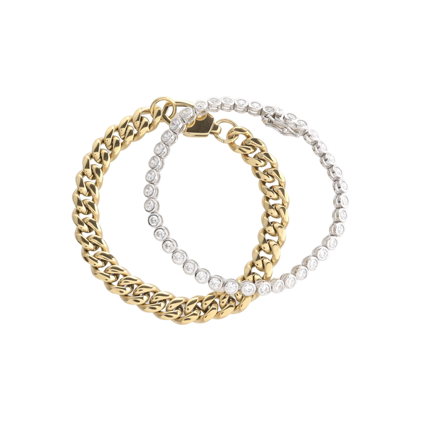 The Bubble Curb Chain Bracelet Stack– Artizan Joyeria