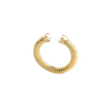 Twirl Thumb Ring in gold with a textured, spiral design and subtle stone accents. ||| GOLD