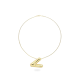 The BALLOON LETTER NECKLACE, a delicate gold necklace featuring a playful, balloon-shaped letter "V" pendant.||| V/GOLD