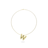 The BALLOON LETTER NECKLACE, a delicate gold necklace featuring a playful, balloon-shaped letter "W" pendant.||| W/GOLD