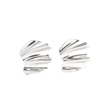 WAVES OF SILVER EARRINGS, a pair of textured, shiny silver earrings with a wavy design.