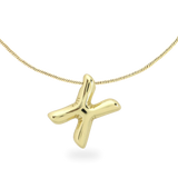 The BALLOON LETTER NECKLACE, a delicate gold necklace featuring a playful, balloon-shaped letter "X" pendant.||| X/GOLD