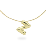 The BALLOON LETTER NECKLACE, a delicate gold necklace featuring a playful, balloon-shaped letter "Z" pendant.||| Z/GOLD