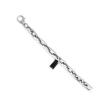 The Light Bracelet which is a unique, single-piece silver bracelet features sleek, rectangular links with an edgy black tassel accent, creating a modern and minimalist accessory ideal for adding a bold touch to any look.






