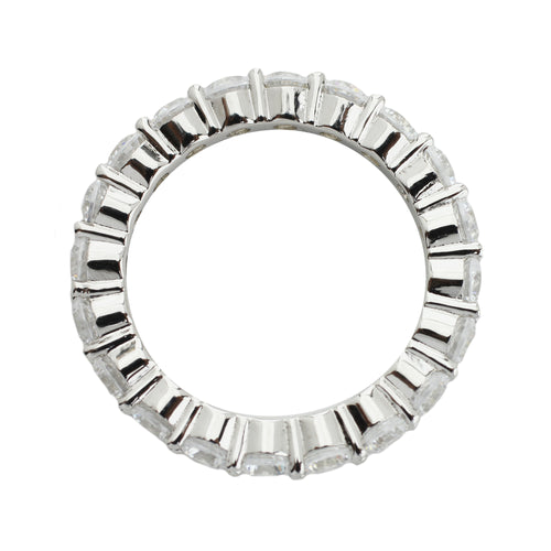 The Eternity ring which is 3mm in width made of 925 sterling silver covered with Cubic zirconia.