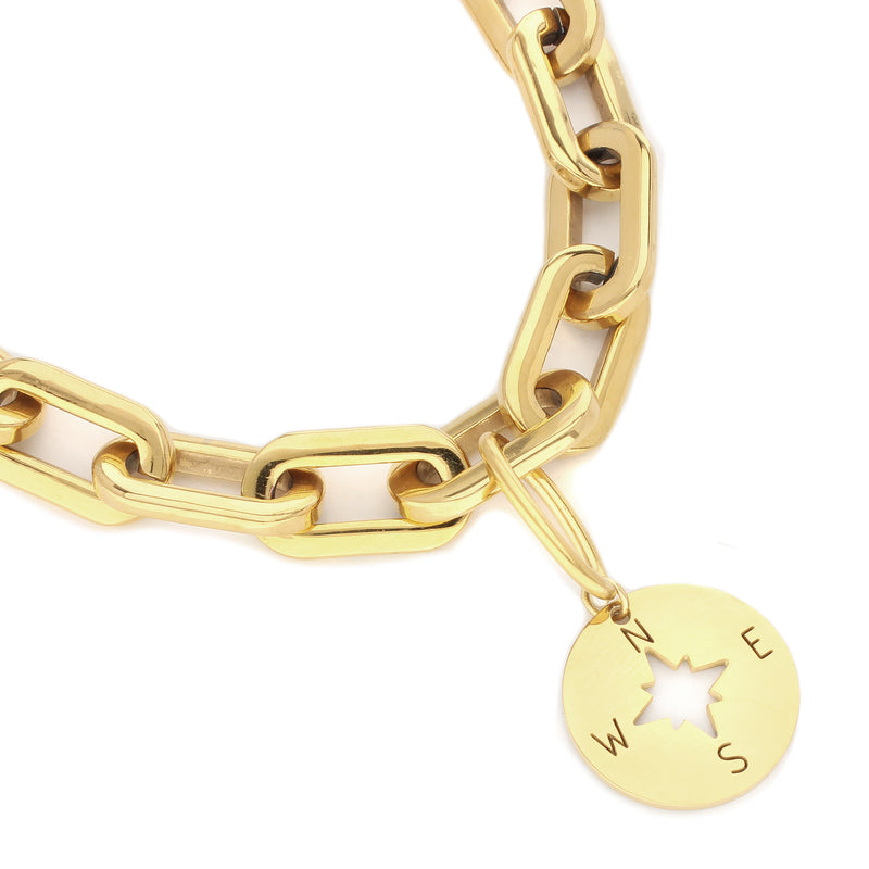 Puerto Cervo Necklace which is an 18 Inches 18K gold plated chain with Compass pendant.