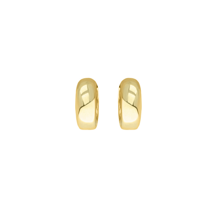 The VULCANO HUGGIES which is made of 18K gold plated 925 sterling silver with a 10mm outer diameter size.