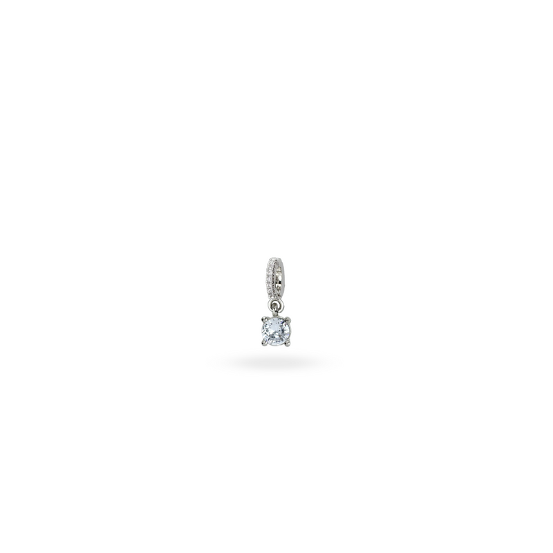 The SOLITAIRE CLIP ON CHARM which is made of Pave clip on Stainless steel solitaire charm that is 20mm in length.