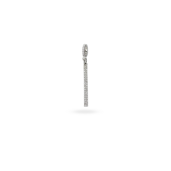 The "Bar Clip on Charm" with Pave clip on Stainless steel bar charm that is 42mm in length.