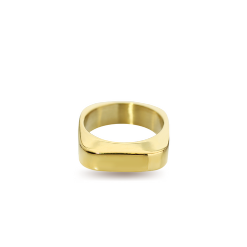 The RECTANGLE RING which is an 18k Gold plated rectangular shaped ring.