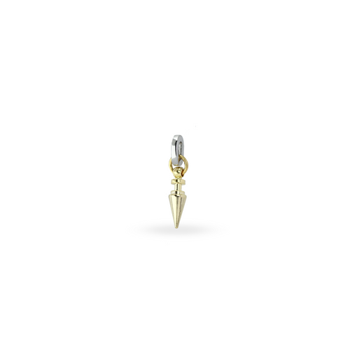 The LINK SPIKE CHARM which is a gold spike charm with silver link.