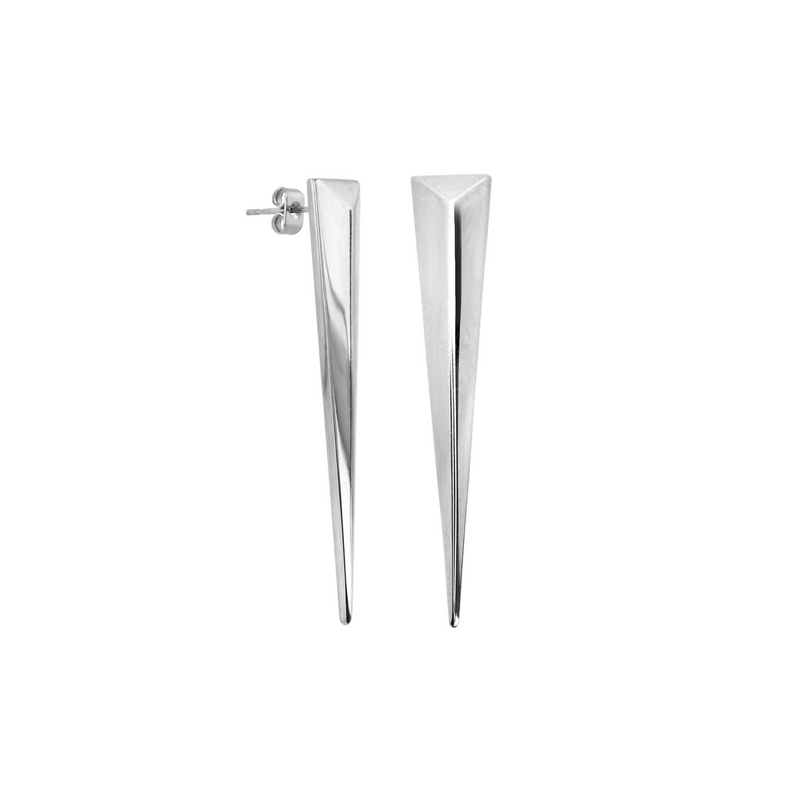 Pair of Needle earrings which are made of Stainless steel. The earrings are triangle shaped and are 4.5mm long.