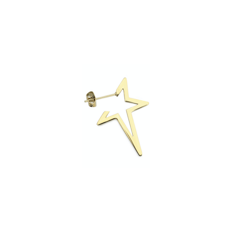 FLYING SOLO STARS EARRING comes in one piece of Gold plated star shaped earring.