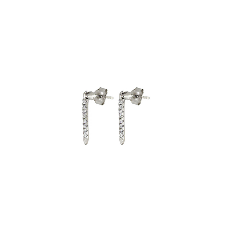 The BAMBOO mid earrings which is made of 925 Sterling Silver with a 14 mm long sterling silver and encrusted zirconia.