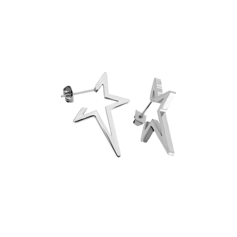 A pair of Stars Earrings which comes in stainless steel star shaped earring and 3cm in size.