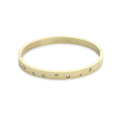 Elegant Bubbles Bangle featuring a sleek gold band adorned with sparkling diamonds. ||| GOLD
