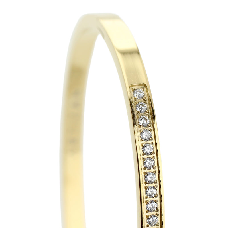 The DUST BANGLE which is made of Gold plated Stainless steel thin bangle with encrusted tiny zirconias around.