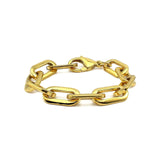 The Puerto Chain Bracelet, a goldchain bracelet with a unique elongated link design and a secure clasp closure.