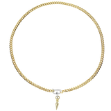 The can opener necklace in silver clasp featuring the LINK SPIKE CHARM which is a gold spike charm with silver link.
