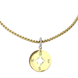 Gold necklace chain with the Compass Clip on charm which is made of Stainless steel 18k gold plated compass charm. 