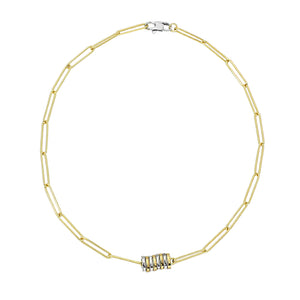 THE LINK NECKLACE which is made of 925 sterling silver 18K gold plated bold link chain, 16