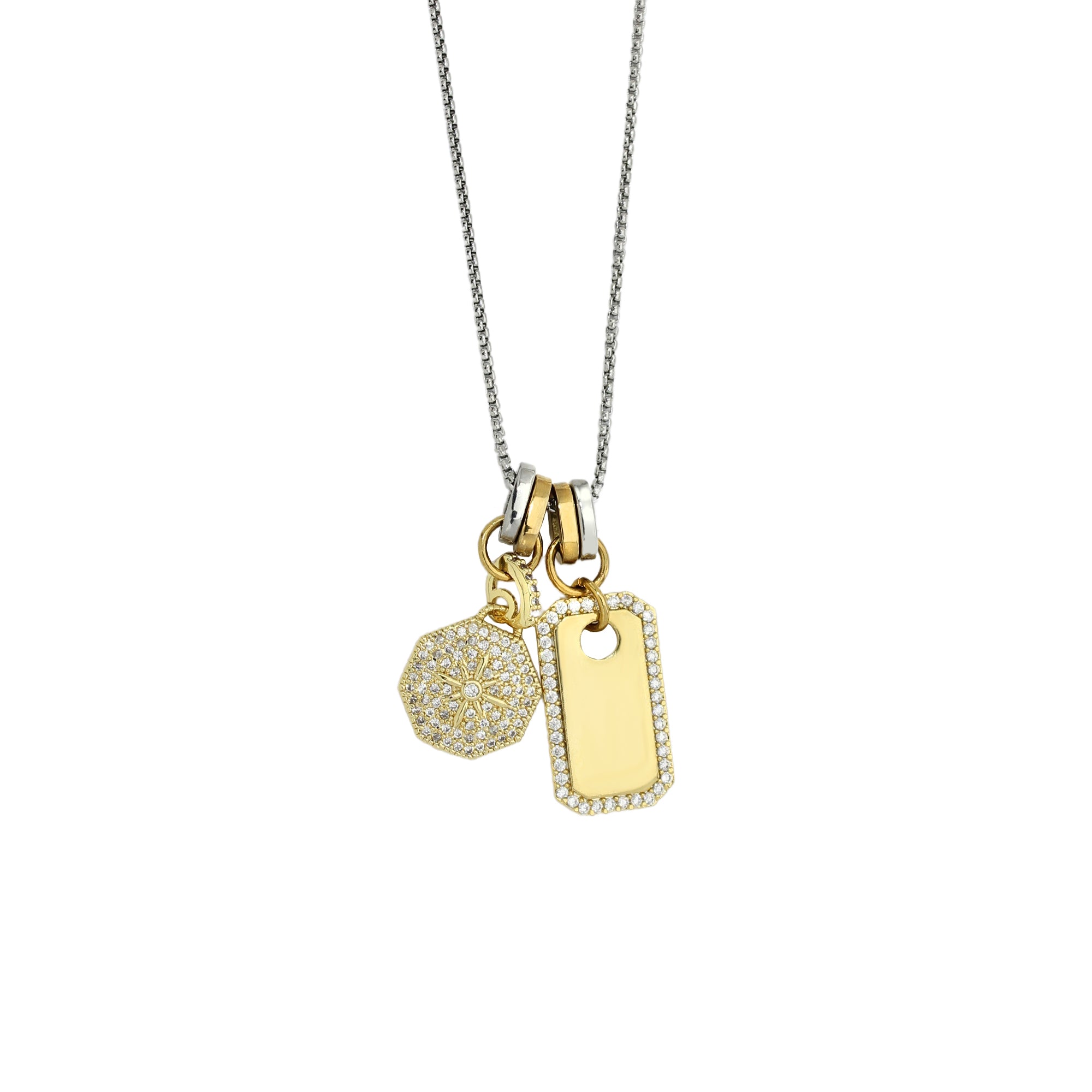 14K Gold Paper Clip Key and Lock Charm Necklace Yellow Gold / 20 inch