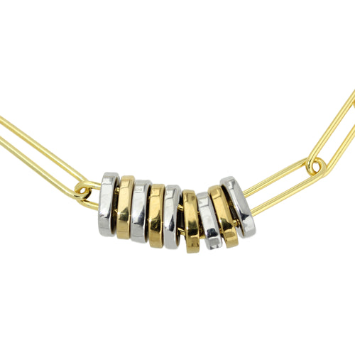 THE LINK BRACELET which is a 925 sterling silver 18K gold plated bold link chain that is 16