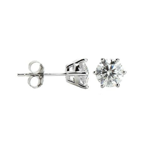 The BRIGHT SOLITAIRE EARRING, a classic pair of stud earrings featuring a single, sparkling round-cut gemstone.