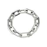 The PUERTO SHINE BRACELET made of Stainless steel link chain and a 925 sterling silver clasp with zirconia. 