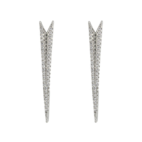 The SPIGA SHINE EARRING which is made of 925 sterling silver, spike shaped earring with encrusted zirconia.