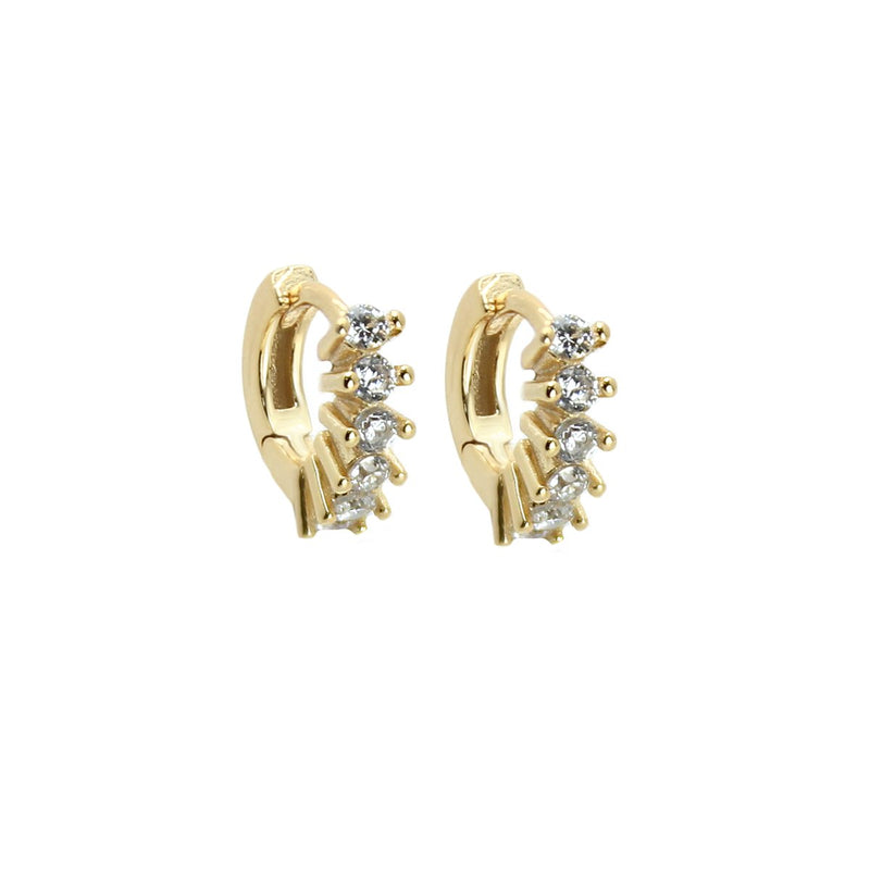 1 Pair of huggies (size: 0.9 mm) which is gold with zirconia stones.