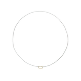 The Can Opener Mid Box Chain Necklace featuring a refined thin silver link chain design and a secure gold can opener clasp. ||| GOLD