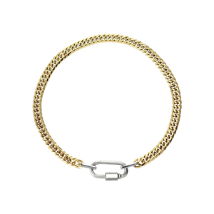 Anne Mix Necklace - A bold and stylish Cuban chain necklace featuring a gold-tone clasp. Perfect for adding a touch of luxury to any outfit. ||| SILVER